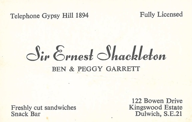 Sir Ernest Shackleton, Dulwich