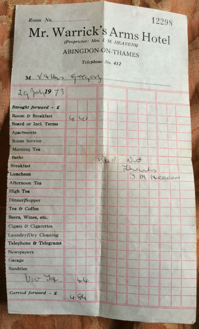 Mr Warwick Arms, Abingdon